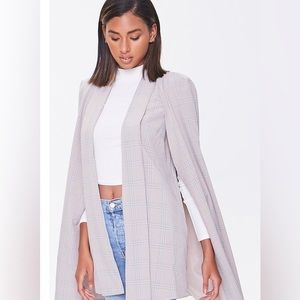 F21 Plaid Cape Blazer